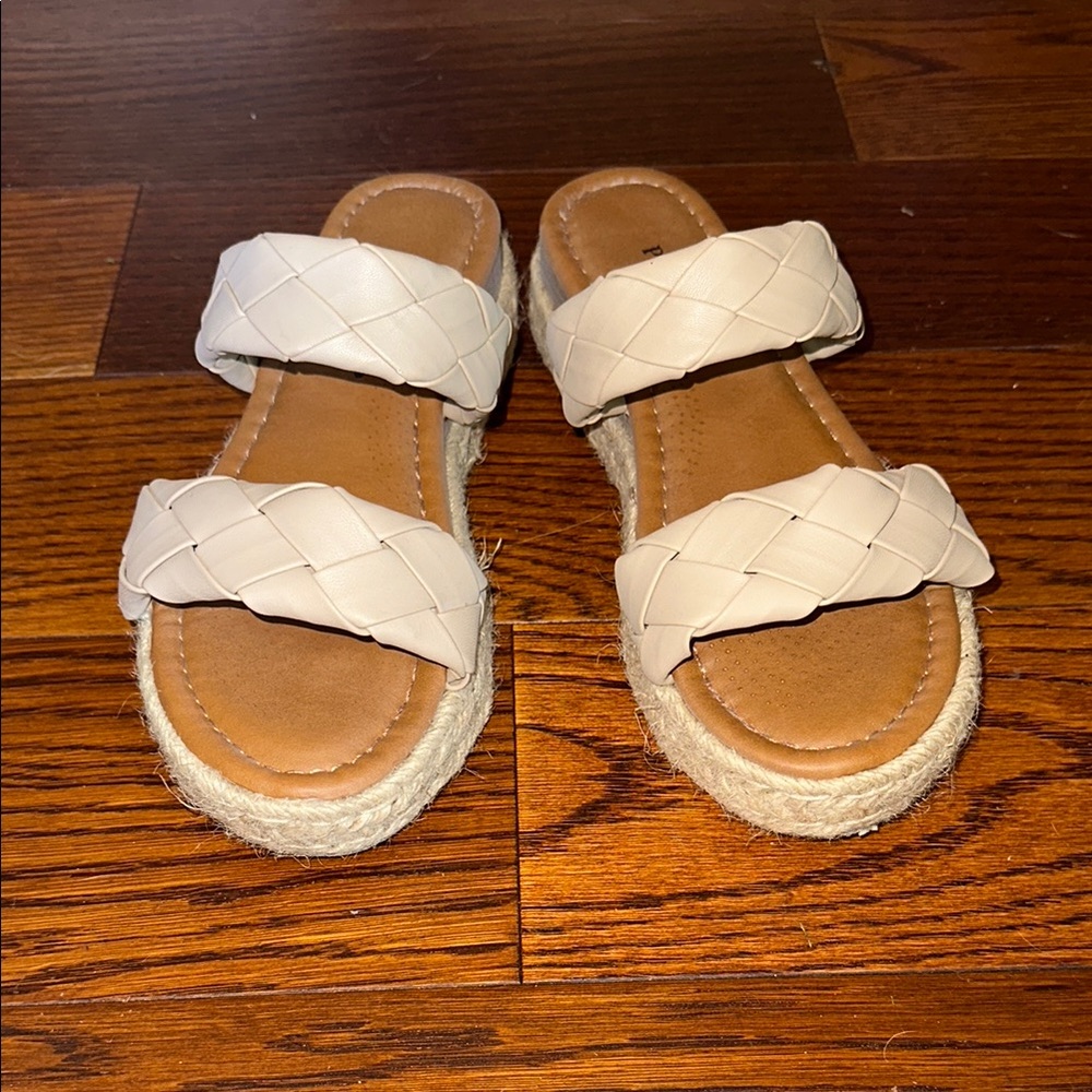 Pierre Dumas Cream Double-Strap Sandals